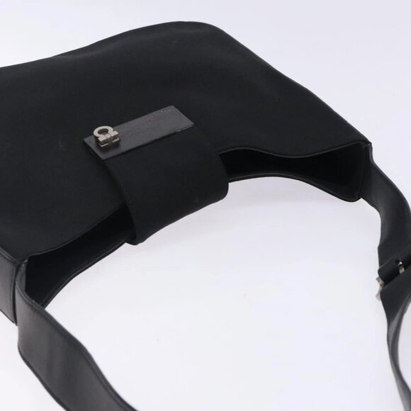 Salvatore Ferragamo Gancini Shoulder Bag Nylon Navy Silver - Picture 6 of 16